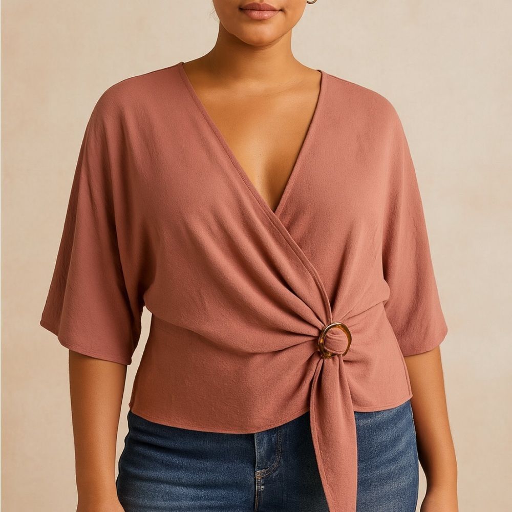 Topshop Elegant Faux Wrap Mauve Pink Women's Top Sz 8 Balletcore, Girly, Fairy